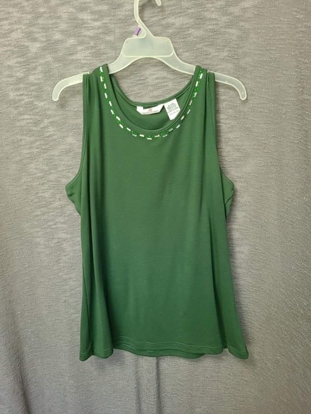 Y2K Womens Embellished Tank Top L Green Stretch Lightweight Feminine - Picture 12 of 16